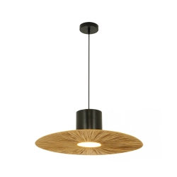 23070 PENDANT LIGHT E27 MAX 11W METAL - PAPER, BLACK - NATURAL Zambelis Lights